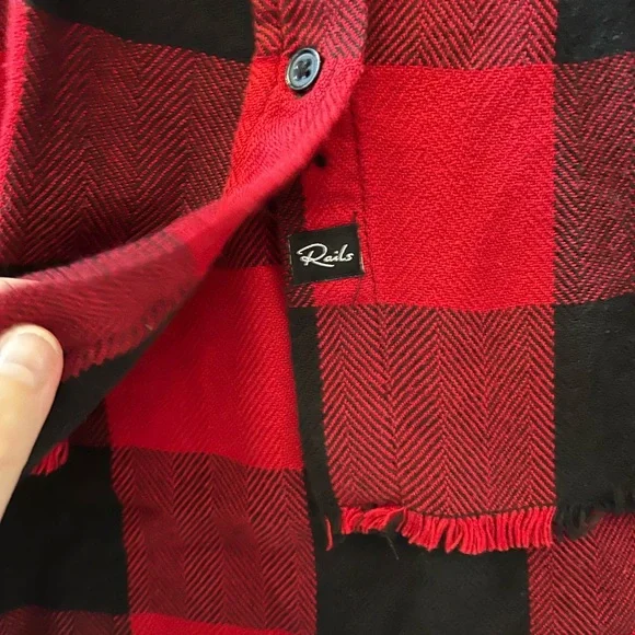 RAILS Larsson Embroidered button down in crimson jet. Tribal. Buffalo check. EUC - Picture 7 of 13